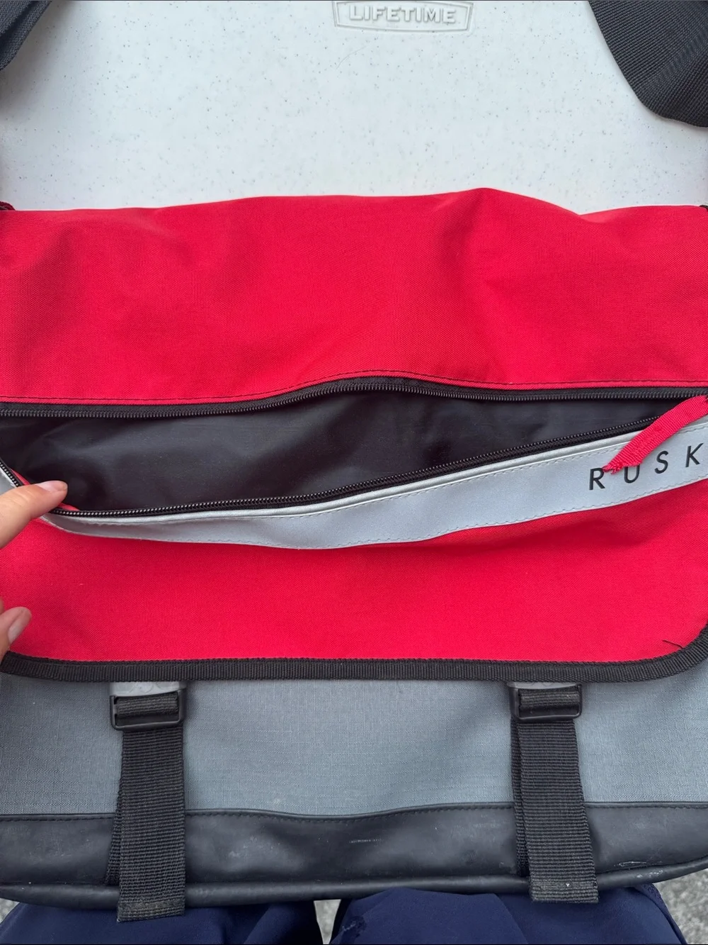 Rusk Men's Red and Gray Messenger Bag - laptop bag - College, work bag